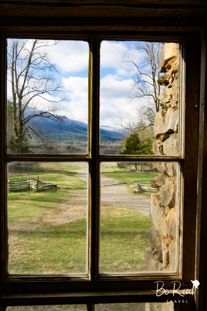 The view of nature from a historic cabin in Great Smoky National Park, Tennessee