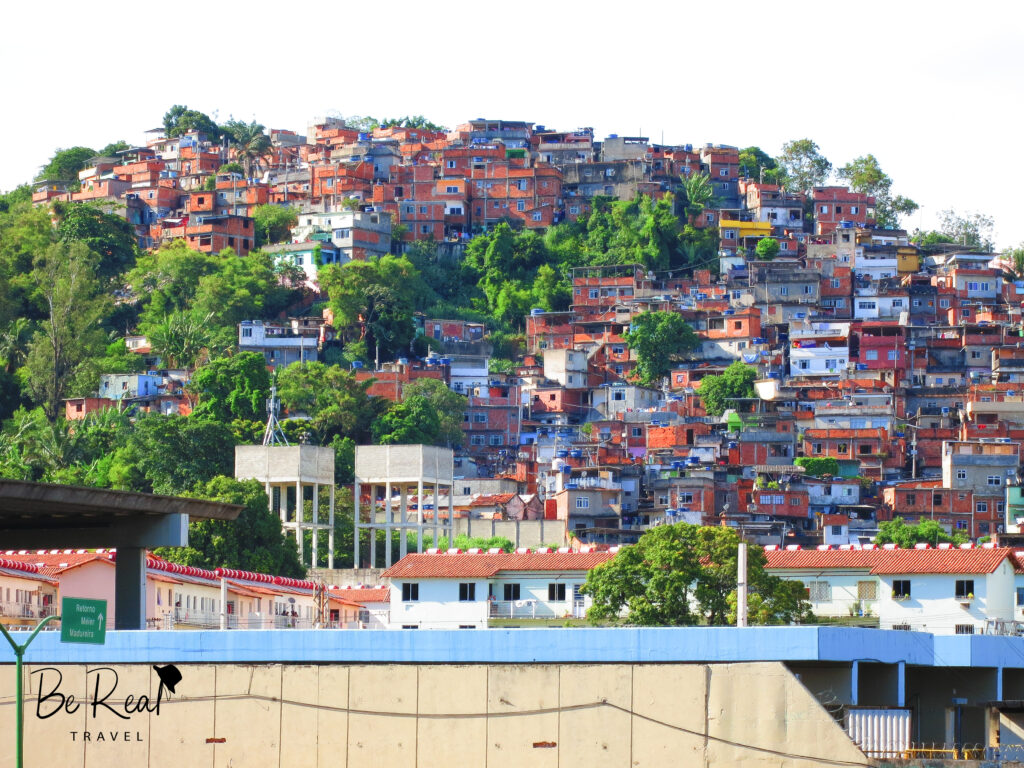 Favelas sit on a hill in Rio de Janeiro, Brazil