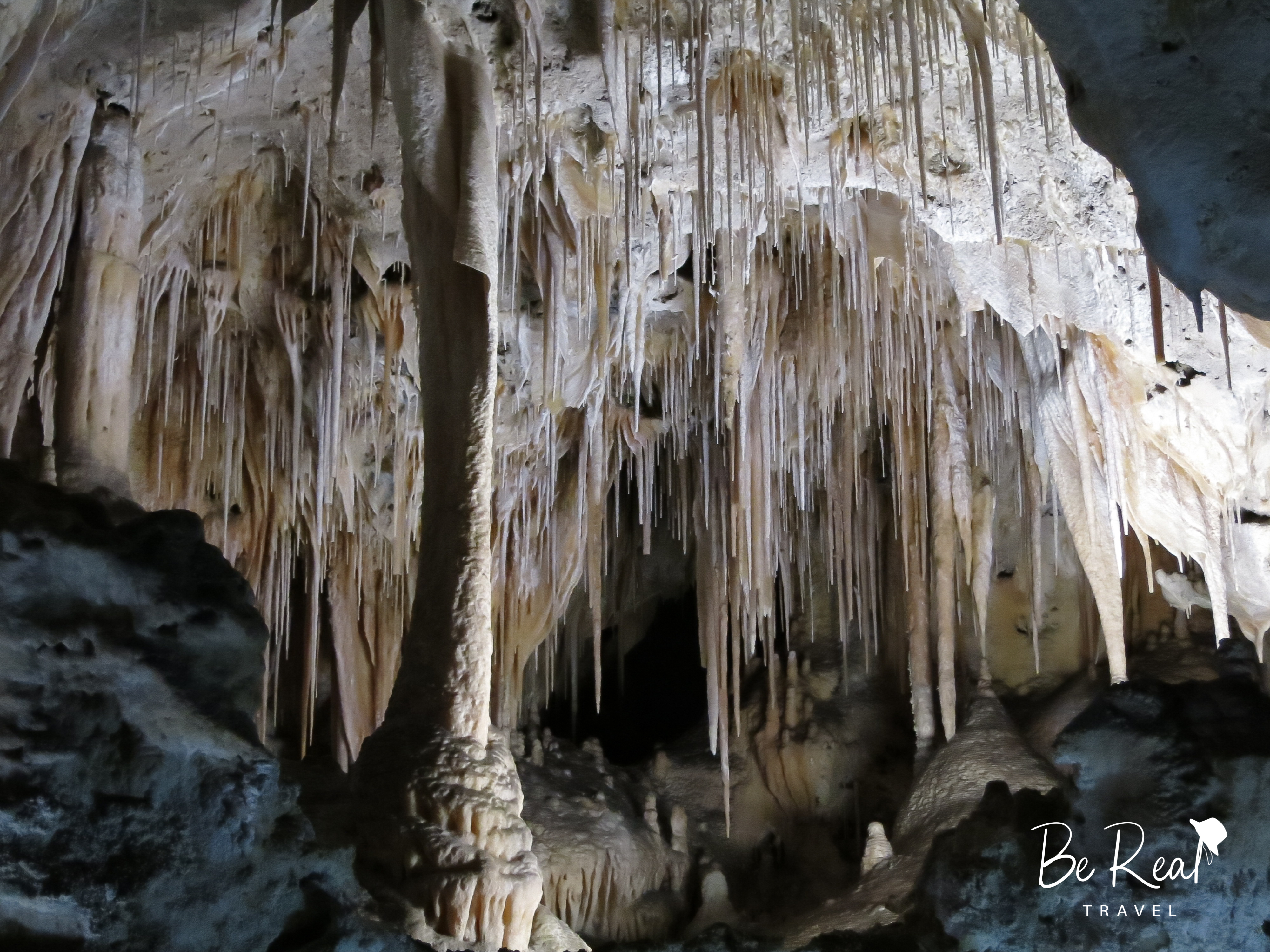 Mineral formations bursting from a cave ceiling make Carlsbad Caverns, New Mexico look like an alien world